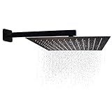 Kit Ducha Inox Chuveiro Slim 20x20 Cano Quadrada Preto Fosco