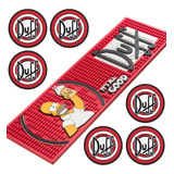 Kit Duff Simpsons Bar Mat 6 Porta Copo Tapete Emborrachado