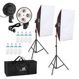 Kit Duplo Softbox Vareta 50x70cm Com 8 Lâmpadas 150w Tripé Ajustável 1 90m Luz 5500k Soquete Quádruplo Bolsa De Transporte Ideal Para Iluminação De Estúdio Fotográfico E Produção De Vídeos 110v