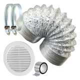 Kit Duto Flexível Ventilação Ar 100mm 4 Pol 5 Metros