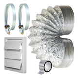 Kit Duto Flexível Ventilação Coifa Ar 100mm 4 Pol 4 Metros