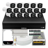Kit Dvr Intelbras 16 Canais H 265 1tb 16 Câmeras Full Hd 20m