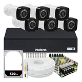 Kit Dvr Intelbras 8 Canais H 265 6 Câmeras Full Hd 20 Metros