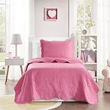 Kit Edredom Colcha Cobre Leito Solteiro 2 Peças Infantil Dupla Face Verde Decoração De Quarto  Pink  Borboleta  