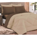 Kit Edredom Confort Roupa De Cama Jogo Lençol Casal Queen