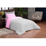 Kit Edredom Solteiro D Face Lençol C 4pçs Pink