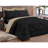 Kit Edredon Ternura Casal Queen 06 Peças Avelã Preto