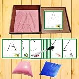 Kit Educativo Alfabetização Infantil Com Caixa De Areia- Cartões De Letras- Caneta E Areia Colorida- Material Montessori