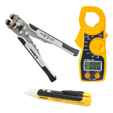 Kit Eletricista Alicate Desencapador Amperímetro Tensão Volt