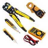 Kit Eletricista Alicate Desencapador Amperímetro Voltagem 