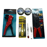 Kit Eletricista Alicate Grimpar Terminais Descascar Fita Etc