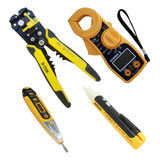 Kit Eletricista Caneta Alicate Desencapador Amperímetro Jogo