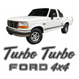 Kit Emblema Adesivo Ford F1000 Turbo 4x4 Em Preto F10001