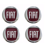 Kit Emblema Calota 48 Mm Fiat Com Aro Cromado Top Lindo