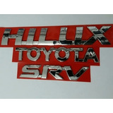 Kit Emblema Hilux Toyota Srv Cromado Kit 3 Peças