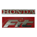 Kit Emblema Honda Cromado Fit vermelho 01 08 2 Peças