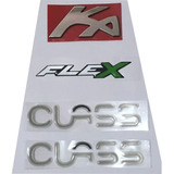 Kit Emblema Letreiro Mala Ka Cromado Flex Class 4 Peças