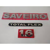 Kit Emblema Letreiro Saveiro 1.6 Cromado + Adesivo Totalflex