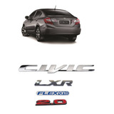 Kit Emblema Nome Civic Lxr Cromado Flexone 2 0 Resinado