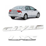 Kit Emblema Nome Civic Lxs Cromado New Civic 2015 