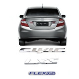 Kit Emblema Nome Civic Lxs Flexone Resinado 2009 2014