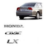 Kit Emblema Nome Honda Civic Lx Cromado 2001 A 2006