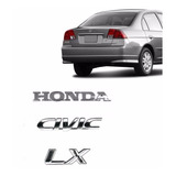 Kit Emblema Nome Honda Civic Lx Cromado