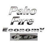 Kit Emblema Palio + Fire + Economy + Flex 4 Peças