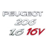 Kit Emblema Peugeot 206 1.6 16v 4 Peças Otima Qualidade