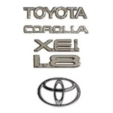 Kit Emblema Toyota+corolla+xei+1.8+logo Antigo Cromado 5 Pçs