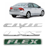 Kit Emblemas Civic Exs Flex New