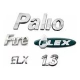 Kit Emblemas Fiat Palio Elx Fire Flex 1.3 Cromado 