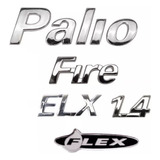 Kit Emblemas Fiat Palio Elx Fire Flex 1.4 Cromado