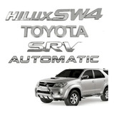 Kit Emblemas Hilluxsw4 + Toyota + Srv + Adesivo Automatic