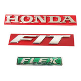 Kit Emblemas Letreiro Honda + Fit + Flex - 2009 Em Diante