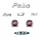 Kit Emblemas Palio Elx Fire Flex 1.3 Cromado Fiat - Completo