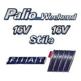 Kit Emblemas Palio Weekend Stile 16v Fiat - Completo