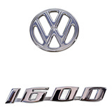 Kit Emblemas Vw Capô Fusca E 1600 Tampa Motor Cromado Metal