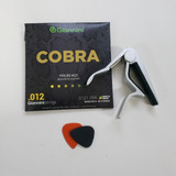 Kit Encordoamento Corda Cobra 012 Violão Capotraste