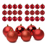 Kit Enfeite 24 Bolas Árvore De Natal Glitter Lisa Fosca 5cm