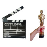 Kit Enfeite Decoração Claquete E Estatueta Oscar Cinema
