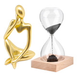 Kit Enfeite Decorativo Figura Pensador Ampulheta Decoração