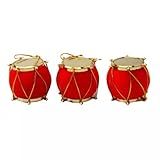 Kit Enfeite Natalino Pendente Para Árvore De Natal Tambores Vermelho 2 5cm 12 Peças