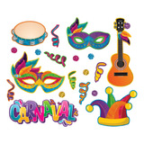 Kit Enfeite Painel Carnaval Folia Colorido C 20 Itens