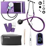 Kit Enfermagem Completo Estetoscópio Ap Pressão Garrote Oxímetro Termômetro Roxo Black
