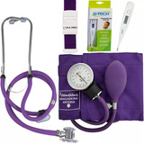 Kit Enfermagem Esfigmo Esteto Roxo Garrote Termômetro