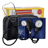 Kit Enfermagem Esfigmo   Estetoscópio Manual Premium Pressão Cor Azul