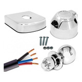 Kit Engate Bola Aço Capa Aço Inox Tomada Cromada 10 Cm Largu