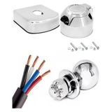 Kit Engate Reboque Bola Aço Capa Aço Inox Tomada Cromada Fio
