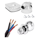 Kit Engate Reboque Bola Aço Capa Tomada Cromada Fio